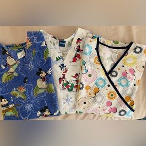 (3)Disney Mickey Scrub Tops Size S/M